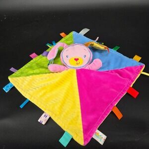 Taggies Baby Security Blanket Pink Bunny Plush Colorblock Sensory Lovey Toy